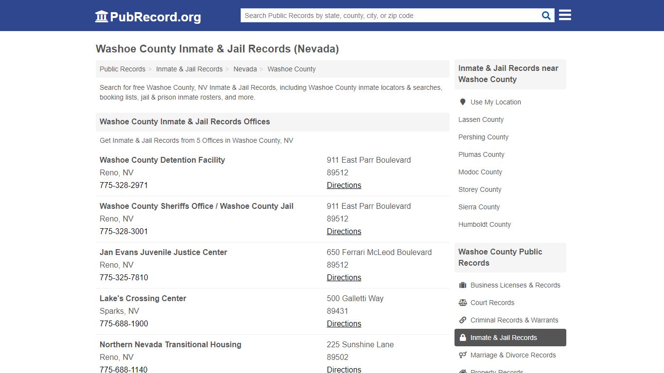 Free Washoe County Inmate & Jail Records (Nevada Inmate ...